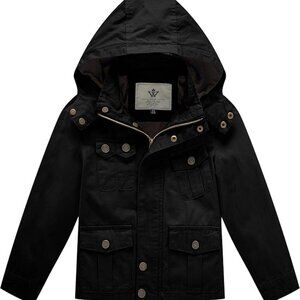 WenVen Boy's Lightweight Casual coat black with hood size 8